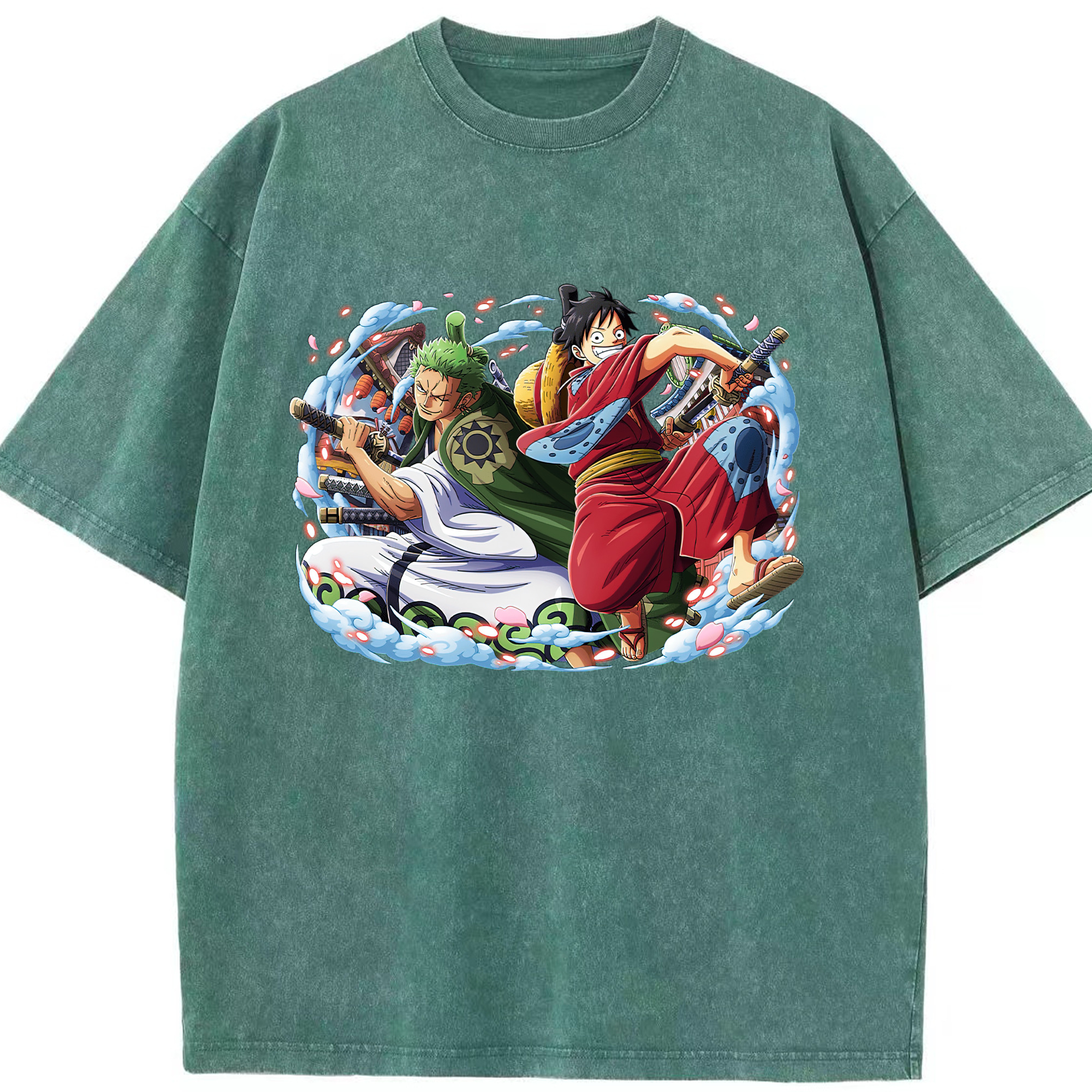 ワンピース モンキー・D・ルフィ ONE PIECE Monkey D. Luffy 綿100% ヴィンテージ風 半袖Tシャツ（フロントプリント）
